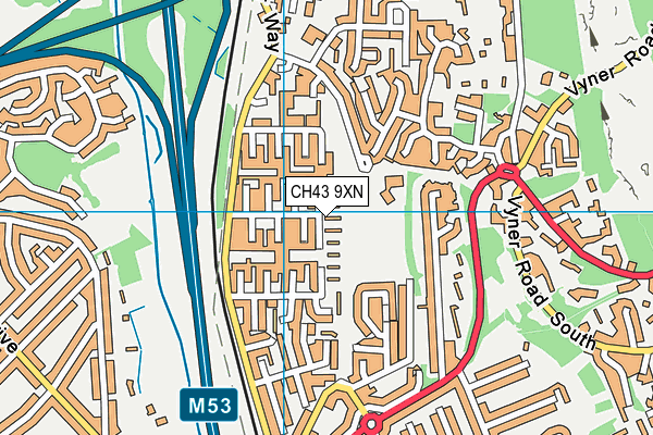 CH43 9XN map - OS VectorMap District (Ordnance Survey)