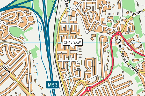 CH43 9XW map - OS VectorMap District (Ordnance Survey)