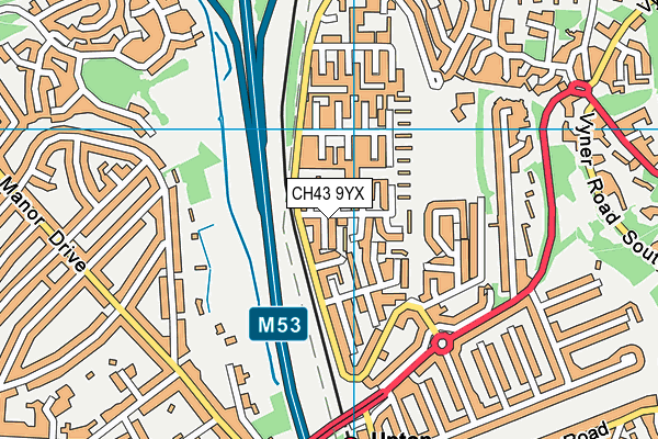 CH43 9YX map - OS VectorMap District (Ordnance Survey)