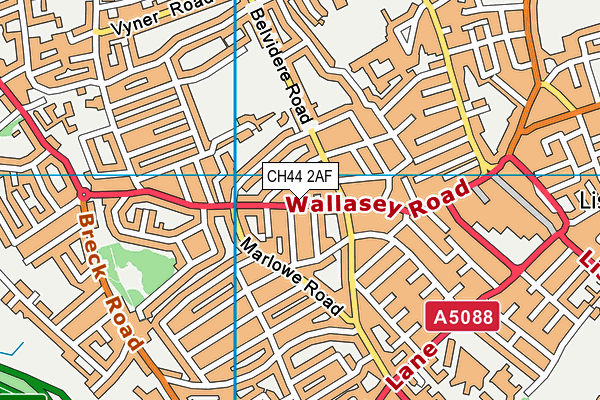 Hearts Health Club (Wallasey) (Closed) map (CH44 2AF) - OS VectorMap District (Ordnance Survey)