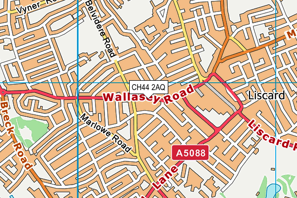 CH44 2AQ map - OS VectorMap District (Ordnance Survey)