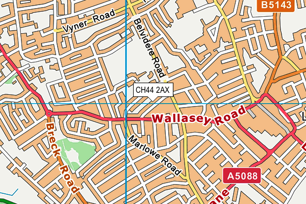 CH44 2AX map - OS VectorMap District (Ordnance Survey)