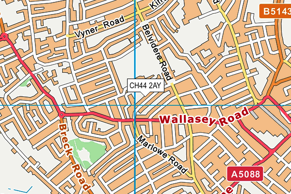 CH44 2AY map - OS VectorMap District (Ordnance Survey)