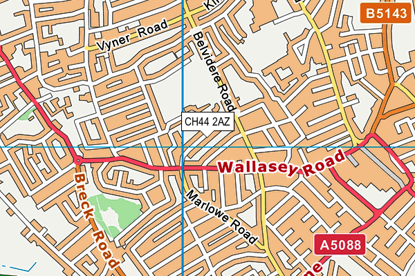 CH44 2AZ map - OS VectorMap District (Ordnance Survey)