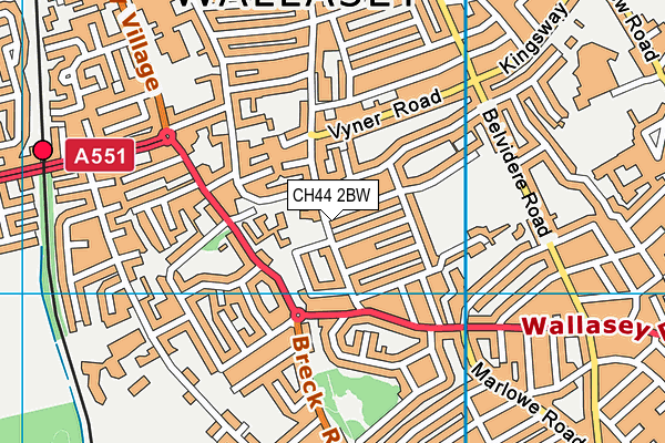 CH44 2BW map - OS VectorMap District (Ordnance Survey)