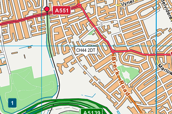 CH44 2DT map - OS VectorMap District (Ordnance Survey)