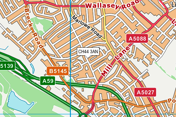 CH44 3AN map - OS VectorMap District (Ordnance Survey)