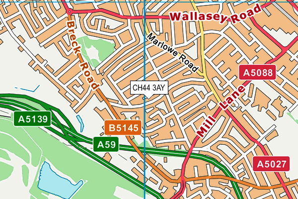 CH44 3AY map - OS VectorMap District (Ordnance Survey)