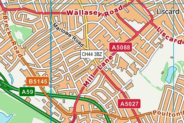 CH44 3BZ map - OS VectorMap District (Ordnance Survey)