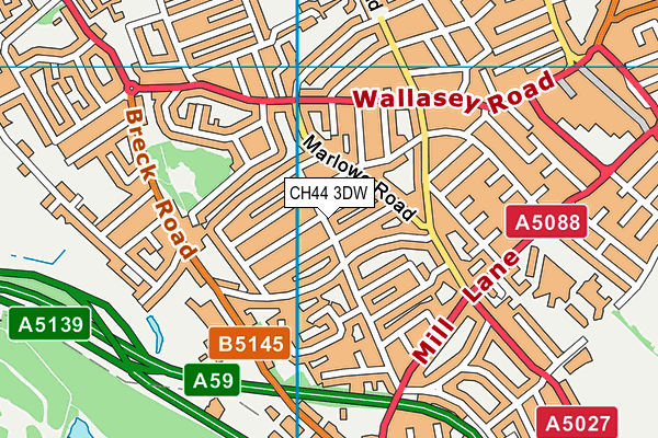 CH44 3DW map - OS VectorMap District (Ordnance Survey)