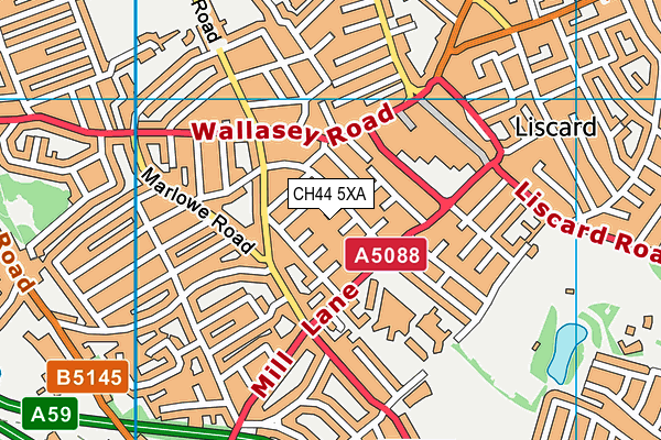 CH44 5XA map - OS VectorMap District (Ordnance Survey)