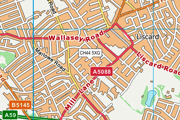 CH44 5XG map - OS VectorMap District (Ordnance Survey)