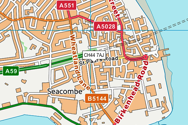 CH44 7AJ map - OS VectorMap District (Ordnance Survey)