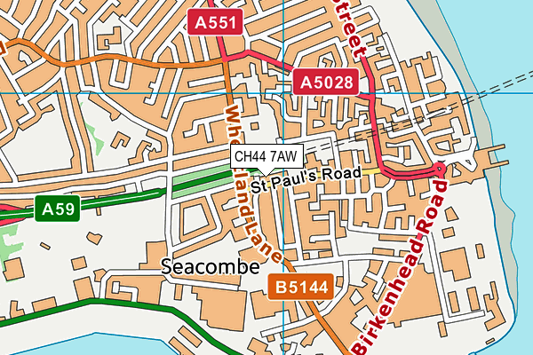 CH44 7AW map - OS VectorMap District (Ordnance Survey)