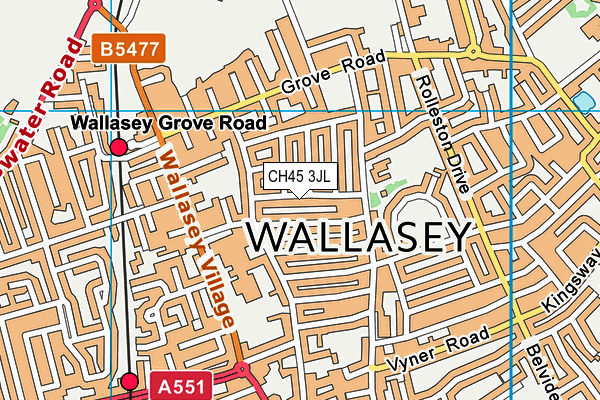 CH45 3JL map - OS VectorMap District (Ordnance Survey)