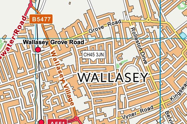 CH45 3JN map - OS VectorMap District (Ordnance Survey)