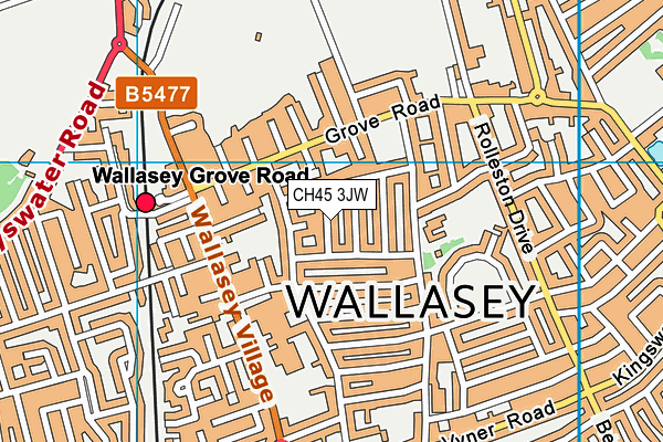 CH45 3JW map - OS VectorMap District (Ordnance Survey)