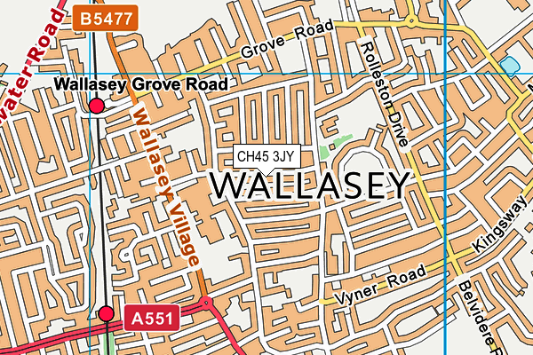 CH45 3JY map - OS VectorMap District (Ordnance Survey)