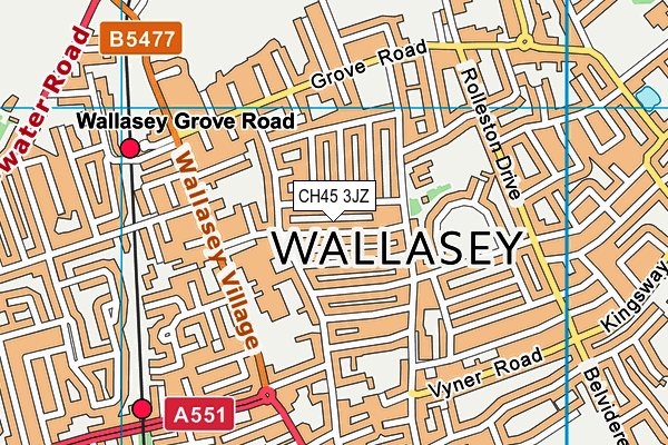 CH45 3JZ map - OS VectorMap District (Ordnance Survey)