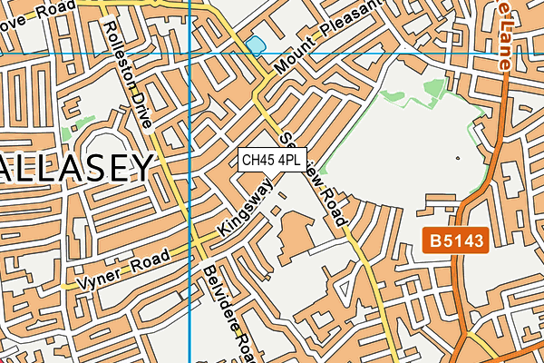Wallasey Manor Tennis Club map (CH45 4PL) - OS VectorMap District (Ordnance Survey)