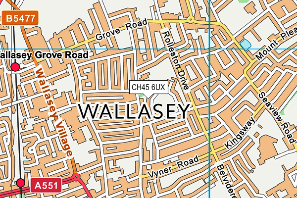 Wallasey Cricket Club map (CH45 6UX) - OS VectorMap District (Ordnance Survey)