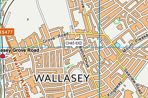 CH45 6XD map - OS VectorMap District (Ordnance Survey)