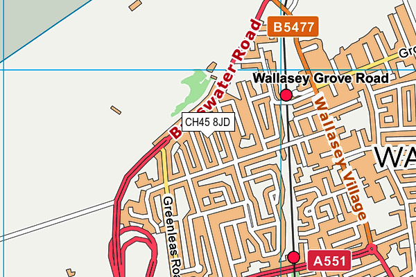 CH45 8JD map - OS VectorMap District (Ordnance Survey)