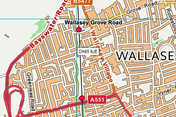 CH45 8JE map - OS VectorMap District (Ordnance Survey)