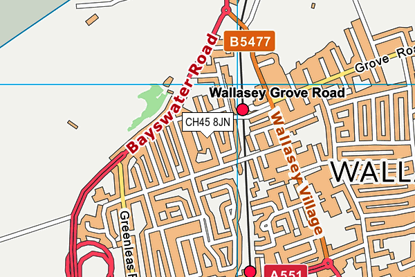 CH45 8JN map - OS VectorMap District (Ordnance Survey)