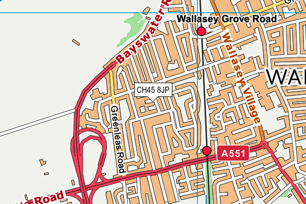 CH45 8JP map - OS VectorMap District (Ordnance Survey)