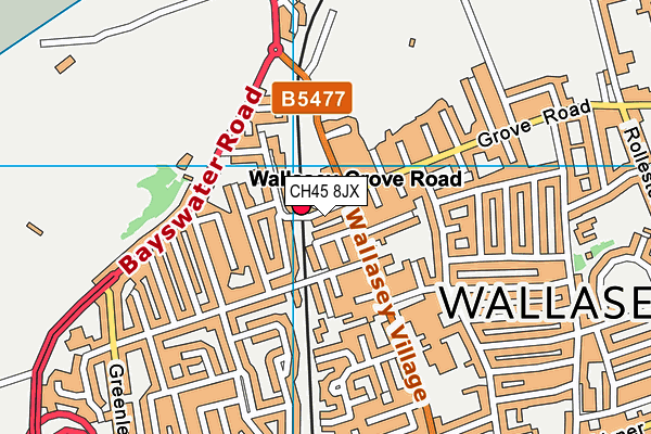 CH45 8JX map - OS VectorMap District (Ordnance Survey)