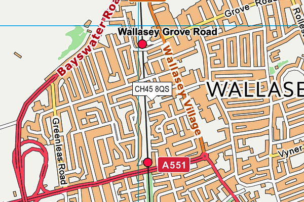 CH45 8QS map - OS VectorMap District (Ordnance Survey)