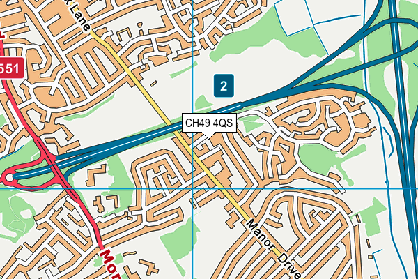 CH49 4QS map - OS VectorMap District (Ordnance Survey)