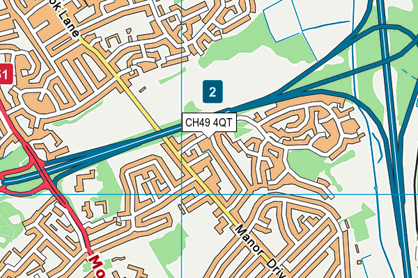 CH49 4QT map - OS VectorMap District (Ordnance Survey)