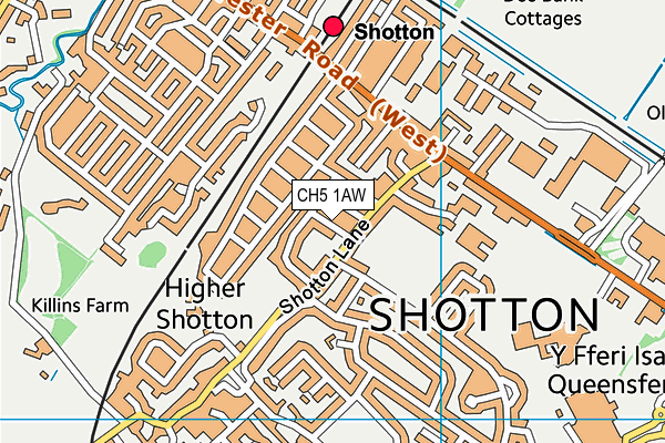 CH5 1AW map - OS VectorMap District (Ordnance Survey)