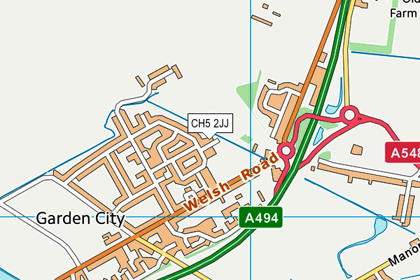 CH5 2JJ map - OS VectorMap District (Ordnance Survey)