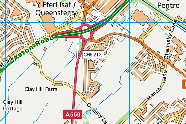 CH5 2TX map - OS VectorMap District (Ordnance Survey)