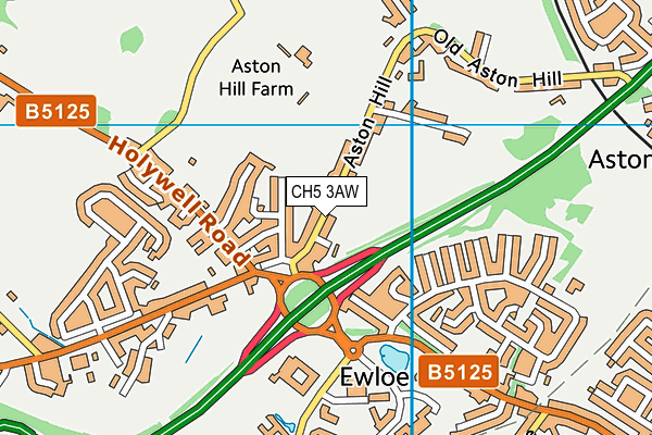 CH5 3AW map - OS VectorMap District (Ordnance Survey)