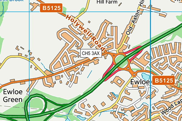 CH5 3AX map - OS VectorMap District (Ordnance Survey)