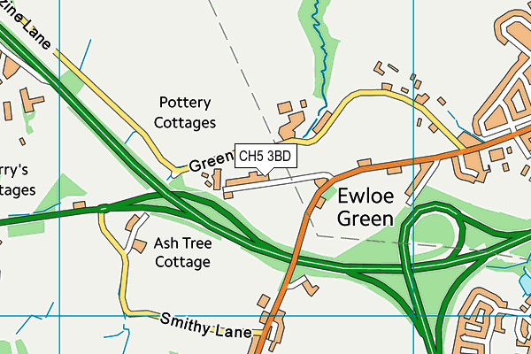 CH5 3BD map - OS VectorMap District (Ordnance Survey)