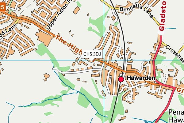 Hawarden High School map (CH5 3DJ) - OS VectorMap District (Ordnance Survey)