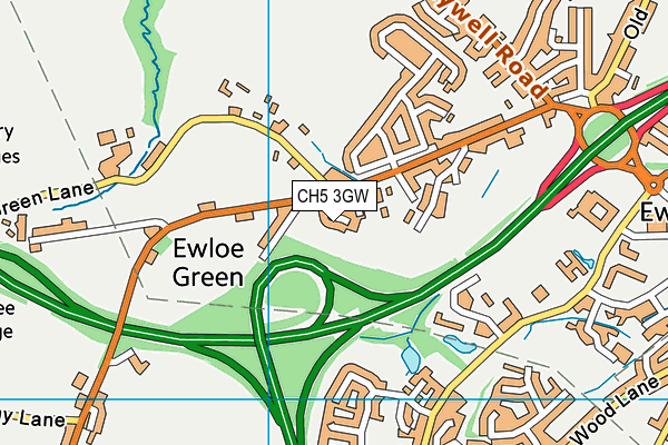 CH5 3GW map - OS VectorMap District (Ordnance Survey)