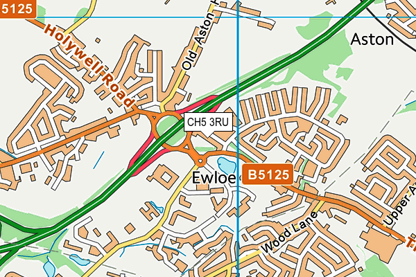 CH5 3RU map - OS VectorMap District (Ordnance Survey)