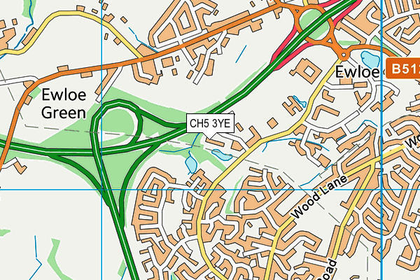 CH5 3YE map - OS VectorMap District (Ordnance Survey)