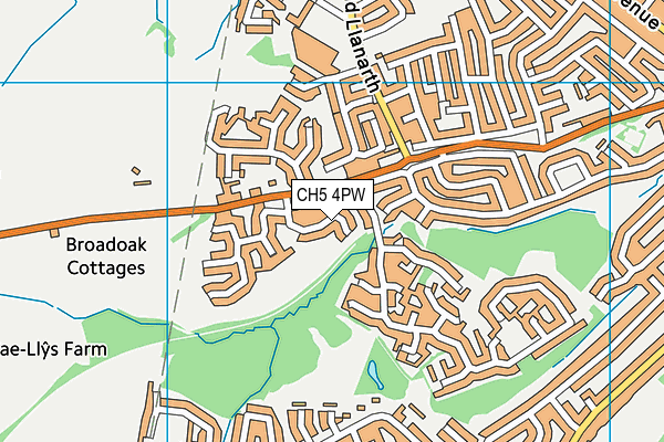 CH5 4PW map - OS VectorMap District (Ordnance Survey)