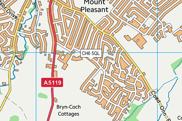 Ysgol Maes Hyfryd map (CH6 5QL) - OS VectorMap District (Ordnance Survey)