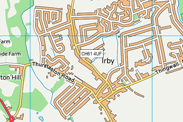 Irby Playing Fields map (CH61 4UF) - OS VectorMap District (Ordnance Survey)
