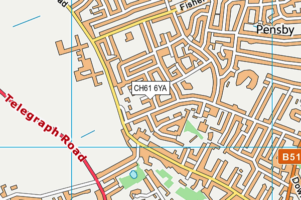 CH61 6YA map - OS VectorMap District (Ordnance Survey)