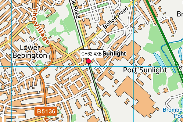 CH62 4XB map - OS VectorMap District (Ordnance Survey)