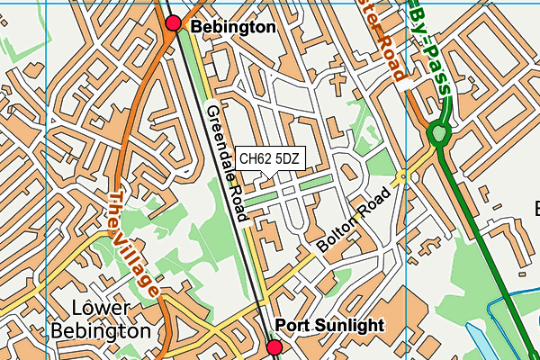 CH62 5DZ map - OS VectorMap District (Ordnance Survey)